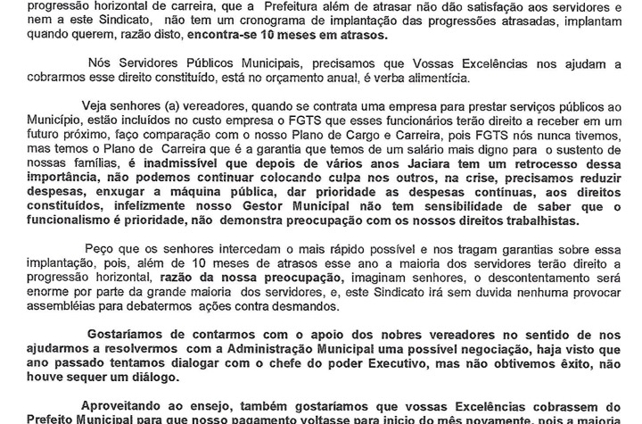 CARTA AOS VEREADORES